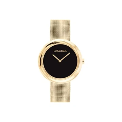 Afbeelding van Calvin Klein CK25200012 Dames Horloge Mineraalglas Roestvrijstaal Goudkleurig Ø 34 mm Quartz Druksluiting 3 ATM (spatwater)