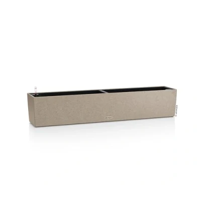 Afbeelding van LECHUZA BALCONERA Stone 100 Plantenbak met uitneembare binnenbak bewateringssysteem ALL IN ONE set PON zandbeige