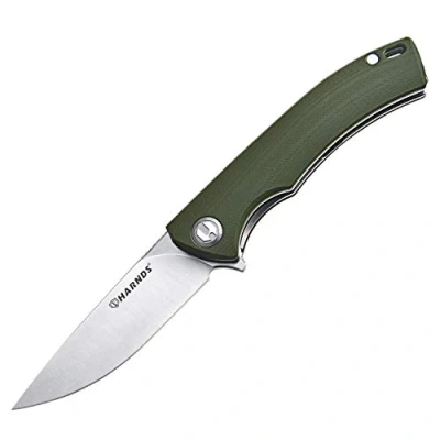 Afbeelding van HARNDS Talisman Vouwmes Zakmes Buitenmes 14c28n Stalen Mes Met G10 Handvat Jachtmes Keramische Kogellager Eenpersoonsoperatie Voor Camping Survival Edc (Groen)