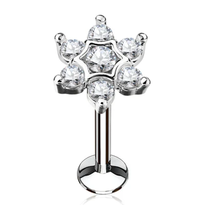 Afbeelding van Piercing CZ ster wit 8 mm