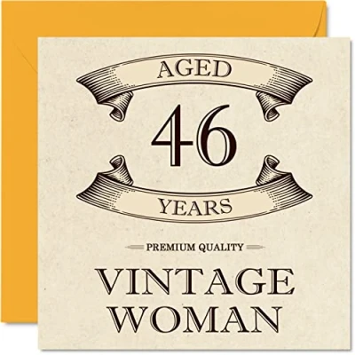 Afbeelding van Vintage 46e verjaardagskaarten voor vrouwen leeftijd 46 jaar leuke verjaardagskaart mama zus vrouw vriendin vriend neef tante 145 mm x dames wenskaarten,