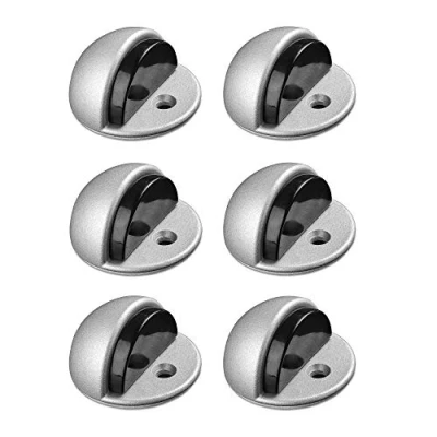 Afbeelding van Navaris vloergemonteerde deurstoppers 6 stuks Metalen koepelvormige deurstopper met matzilverkleurige afwerking Plaats lijm of schroef