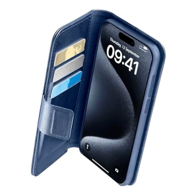 Afbeelding van Cellularline Book Agenda 2 Case Booklet Apple iPhone 15 Pro Max Blauw Met standfunctie