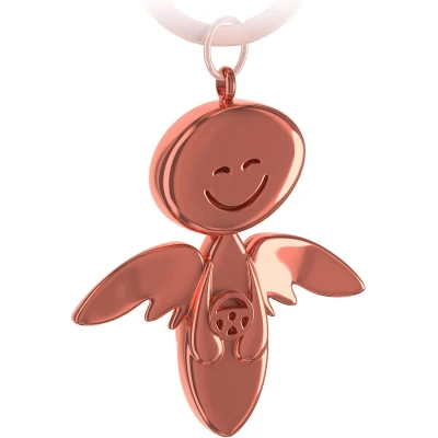 Afbeelding van FABACH beschermengel sleutelhanger Smile met stuurwiel mooie engelhanger van metaal in zilver, goud, rosé, zwart, brons cadeau geluksbrenger auto rijbewijs wees voorzichtig