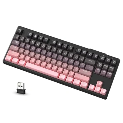 Afbeelding van ATTACK SHARK X FREEWOLF M87 80% Draadloos Gamingtoetsenbord, 87 Toetsen TKL RGB Mechanisch Gevoel SA PBT Toetsenbord Bluetooth /2,4 Ghz Dubbele modus, 4000 mAh Batterij voor Mac/Win Roze Verloop