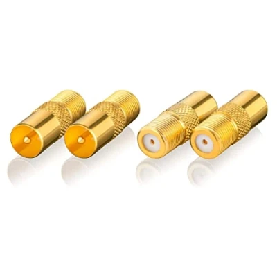 Afbeelding van SEBSON SAT Antenne Adapter Set 4x F Connector Female naar Coax Stekker (IEC) Satelliet Kabel voor TV, Ontvanger, Radio met IEC Aansluiting