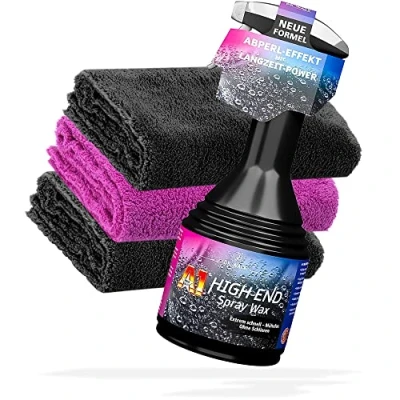 Afbeelding van Detailmate Dr. Wack lakreinigings en verzorgingsset: A1 High End Spray Wax 500 ml spuitfles Premium microvezeldoek 320 g/m² Edgeless Superfleece 550