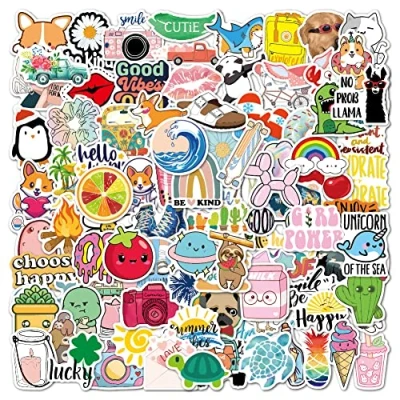 Afbeelding van Leuke Esthetische Stickers, Vinyl Stickers Pack voor Scrapbook Notebook Laptop Koffer Gitaar Skateboard