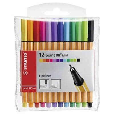 Afbeelding van Fineliner STABILO point 88 Mini 12 stuks met verschillende kleuren