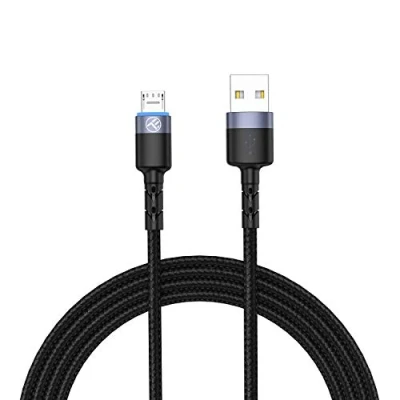 Afbeelding van TELLUR Datakabel, USB naar Micro USB, LED, Nylon gevlochten, 2m, Zwart