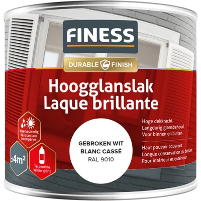 Afbeelding van Finess Hoogglanslak 250 Ml Gebroken Wit (Ral 9010)