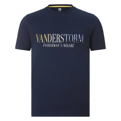 Afbeelding van Jan Vanderstorm +FIT Collectie regular fit T shirt BERGTHOR Plus Size met printopdruk donkerblauw
