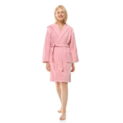 Afbeelding van Twinzen Meisjesbadjas voor tienerjongens met capuchon, 100 procent OekoTex katoen, tienerbadjas 13 14 Jaar Roze badstof ultrazachte en absorberende badjas