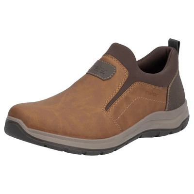 Afbeelding van Rieker 03650 Slip on instappers voor heren, losse inlegzool, bruin 24, 40 EU Breed