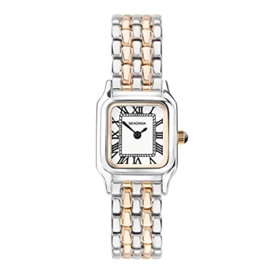 Afbeelding van Sekonda Monica Dameshorloge, 20 mm, kwartshorloge in wit met Romeinse cijfers, analoog display en legering band, Roségoud, tweekleurig, armband