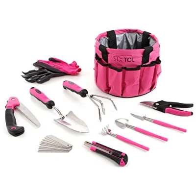 Afbeelding van 10 tuingereedschapsset stuks tuinaccessoires van roestvrij staal praktische tuintas als cadeau vrouwen voor tuiniers