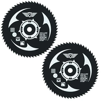 Afbeelding van 2 x TopsTools CS11560T HSS zaagbladen 115mm 60 tanden 9,5 mm boring compatibel met Worx WorxSaw XL WX427 WX429 WX437 WX439 WX531 400 W 700 W,