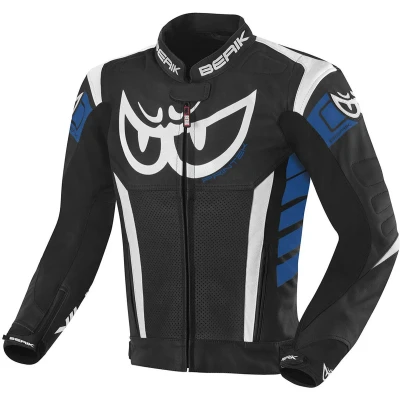 Afbeelding van Berik Zakura Motorfiets lederen jas, zwart wit blauw, afmeting 54 voor man
