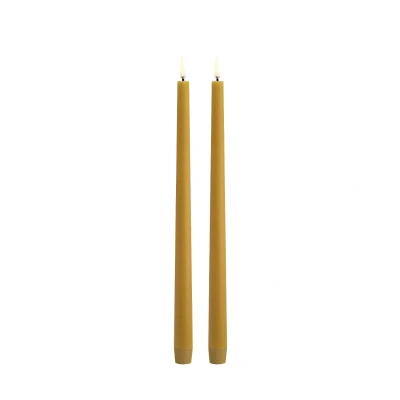 Afbeelding van Uyuni LED Tafelkaars Slim line, Curry yellow Smooth, Set van 2, 2,3x32cm