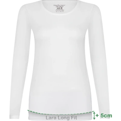 Afbeelding van Comfortabel &amp; Zijdezacht Bamboo Basics Lara Bamboe T Shirts (Multipack 2 stuks) Dames Lange Mouwen Long Fit Wit XL