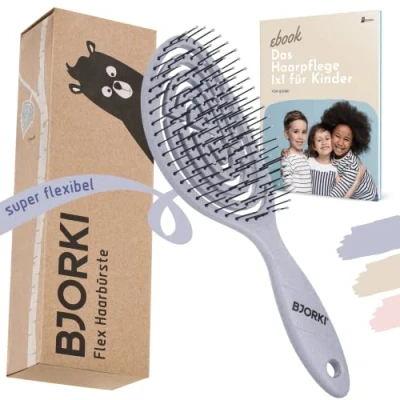 Afbeelding van BJORKI® Haarborstel voor kinderen, zonder trekken, incl. leerzame borstels, 1 x 1, professionele ontwarringsborstel met flexibele spiraalveer, onze kinderen tegen knopen en