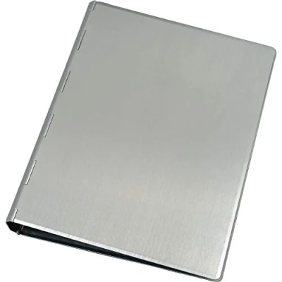 Afbeelding van Alassio 40111 ringband van aluminium, notitieblok zilver, map ca. 24,5 x 18,5 2,5 cm, metalen ringmap A5, aluminium voor blok A5