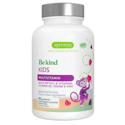 Afbeelding van Hoge Absorptie Kinder Multivitamine Gummy, Actieve Formule met Gemethyleerde B Vitaminen &amp; Vitamine D, Schone Ingrediënten, Leeftijd 4+, Suikervrije Bessensmaak, 90 Vegan Gummies, van Igennus