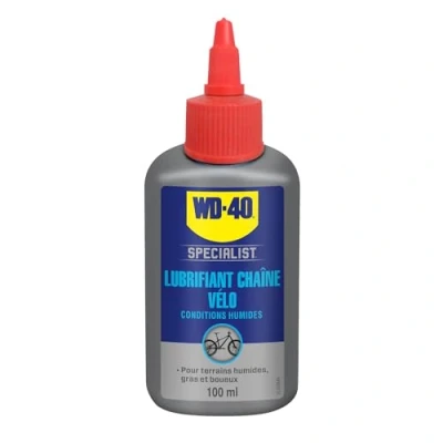 Afbeelding van WD 40 Fiets smeermiddel voor ketting, vochtige omstandigheden, brurette, verdrijft vocht, vermindert wrijving, duurzame smering, 100 ml