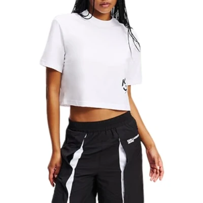 Afbeelding van Karl Lagerfeld Jeans Cropped Monogram TEE Tshirt basic, Dames, Maat: Medium, White