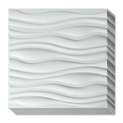 Afbeelding van Art3d Set van 12 3D wandpanelen, pvc, wit, mat, decoratief, woonkamer, slaapkamer, kantoor, motief mode, 50 x cm, 3 m²
