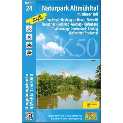 Afbeelding van UK50 24 Naturpark Altmühltal mittlerer Teil: Ingolstadt, Neuburg a.d.Donau, Eichstätt, Beilngries, Berching, Greding, Kipfenberg, Thalmässing, Denkendorf, Kinding, Wellheimer Trockental: 54