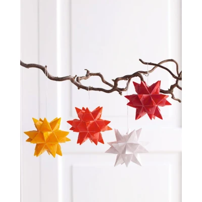 Afbeelding van folia 899/0707 knutselset Bascetta ster, van transparant papier voor 4 sterren, 7,5 x cm, 32 vellen, kant en klare grootte de papieren sterren ca. 10 met handleiding, tijdloze decoratie