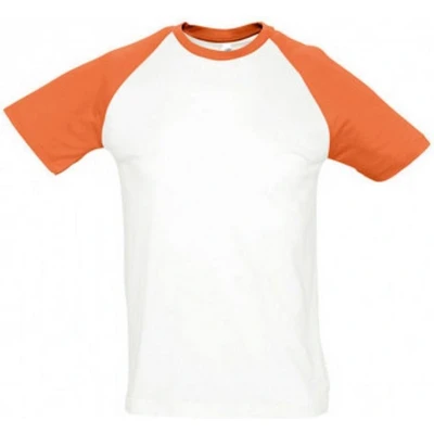 Afbeelding van SOLS Heren Funky Contrast T Shirt Met Korte Mouwen (Wit/oranje) Maat L