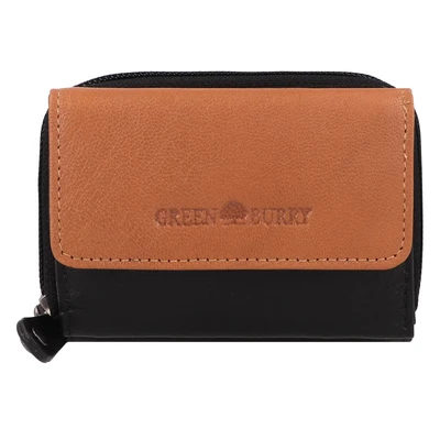 Afbeelding van Greenburry Nappa Portemonnee RFID bescherming Leer 11 cm Dames Horizontaal black tan