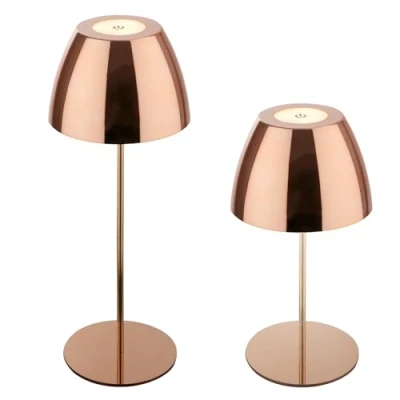 Afbeelding van Briloner Serina Snoerloze LED tafellamp IP44 7522013 Dimbaar Touch Spatwaterdicht Snoerloos Verwisselbare batterij en lichtbron Ø13,5 x 36 cm Koperkleur
