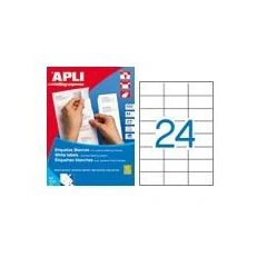 Afbeelding van Apli Witte Etiketten Ft 70 X 37 Mm (b H), 2.400 Stuks, 24 Per Blad (1273) Etiket