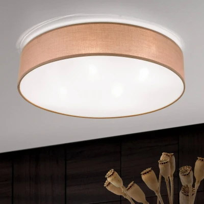 Afbeelding van ORION Plafondlamp UFO met linnen kap, bruin