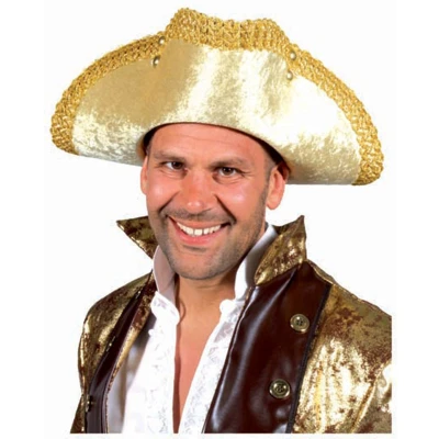 Afbeelding van Piratenhoed driespits goudkleurig luxe
