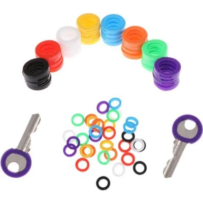 Afbeelding van 8 Stuks Sleutelring kleur Diverse kleuren sleutelringen Sleutel labels Sleutelhoes Hoesjes voor sleutels caps Sleutellabels