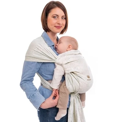 Afbeelding van manduca Twist Draagdoek, botanic vanille, lichte en eenvoudige babydrager met kangoeroezak zachte buikriem, voor baby&#039;s pasgeborenen vanaf de geboorte, biologisch katoen, beige