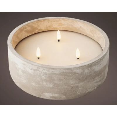 Afbeelding van Led kaars voor buiten Lumineo Ø 20 x 8 cm (Beton, 3 leds, Grijs)