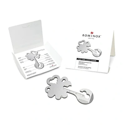 Afbeelding van Cadeauartikel: ROMINOX Sleutelgereedschap Lucky Charm, 19 functies, klaverblad, geluksbrenger, roestvrij staal, multi tool met functiebeschrijving, multifunctioneel gereedschap