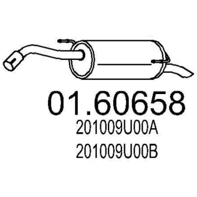 Afbeelding van MTS 01.60658 Einddemper 880mm NISSAN: Note I (E11, NE11) 1.6 2006 2012