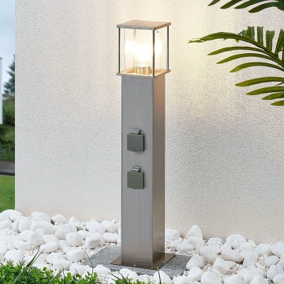 Afbeelding van Lindby Padverlichting, zuillampen 1licht roestvrij staal, polycarbonaat H: 70 cm E27 helder