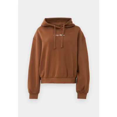 Afbeelding van Tommy Hilfiger Dames CLASSIC SCRIPT FLEECE HOODIE WW0WW47459 Pullover Hoodie, Bruin, L, Bruin (Highland Khaki), L