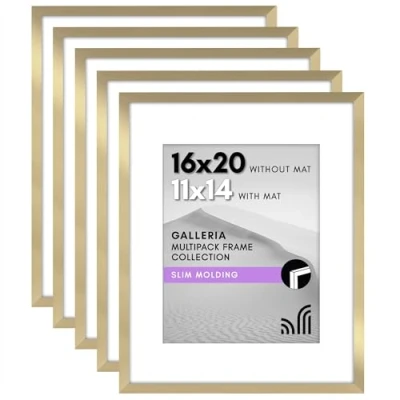 Afbeelding van Americanflat Fotolijst met gepolijst plexiglas 16x20 Set van 5 te gebruiken als 11x14 lijst mat of Frame zonder Galleria Collection Gallery Wall voor Display