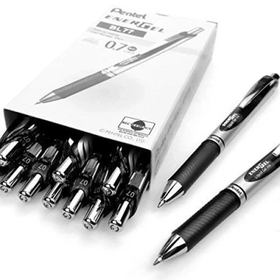 Afbeelding van Pentel EnerGel XM BL77 vloeibare gelpen, intrekbaar, 0,7 mm, 54% gerecycled, zwart, 12 stuks