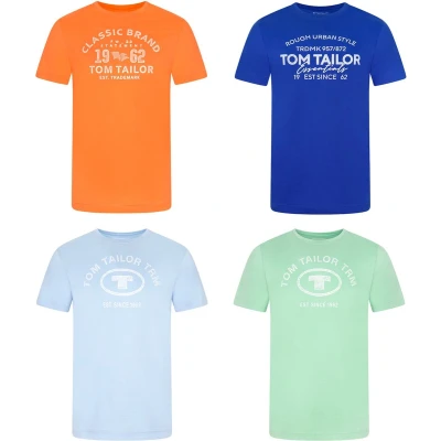 Afbeelding van Tom Tailor Heren T Shirt 4 Pack regular fit Veelkleurig S Ronde Hals Volwassenen Opdruk Print Shirts