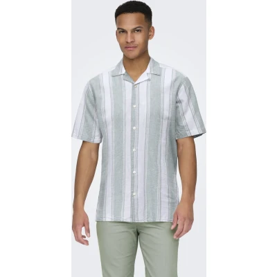 Afbeelding van ONLY&amp;SONS ONSCAIDEN LIFE STRIPE LINEN RESORT NOOS Heren Overhemden