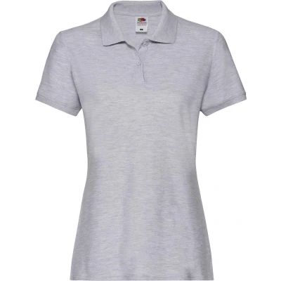 Afbeelding van Fruit Of The Loom Dames Fit Premium Poloshirt Met Korte Mouwen (Heater Grijs) Maat 2XL